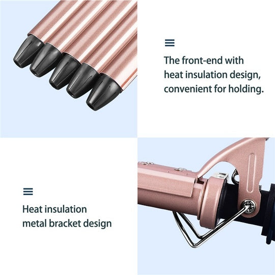 Water Ripple Shaping Of Five Tube Curler With Egg Roll Head