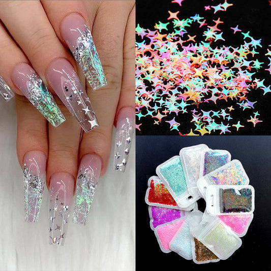 Nail Art Accessories Four-pointed Star Symphony Laser Sequins