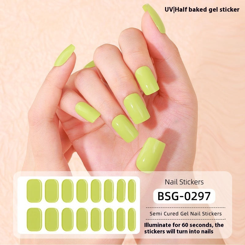 Pure Color UV Gel Nail Sticker Semi-curing Gel Nail Stickers Heating Lamp