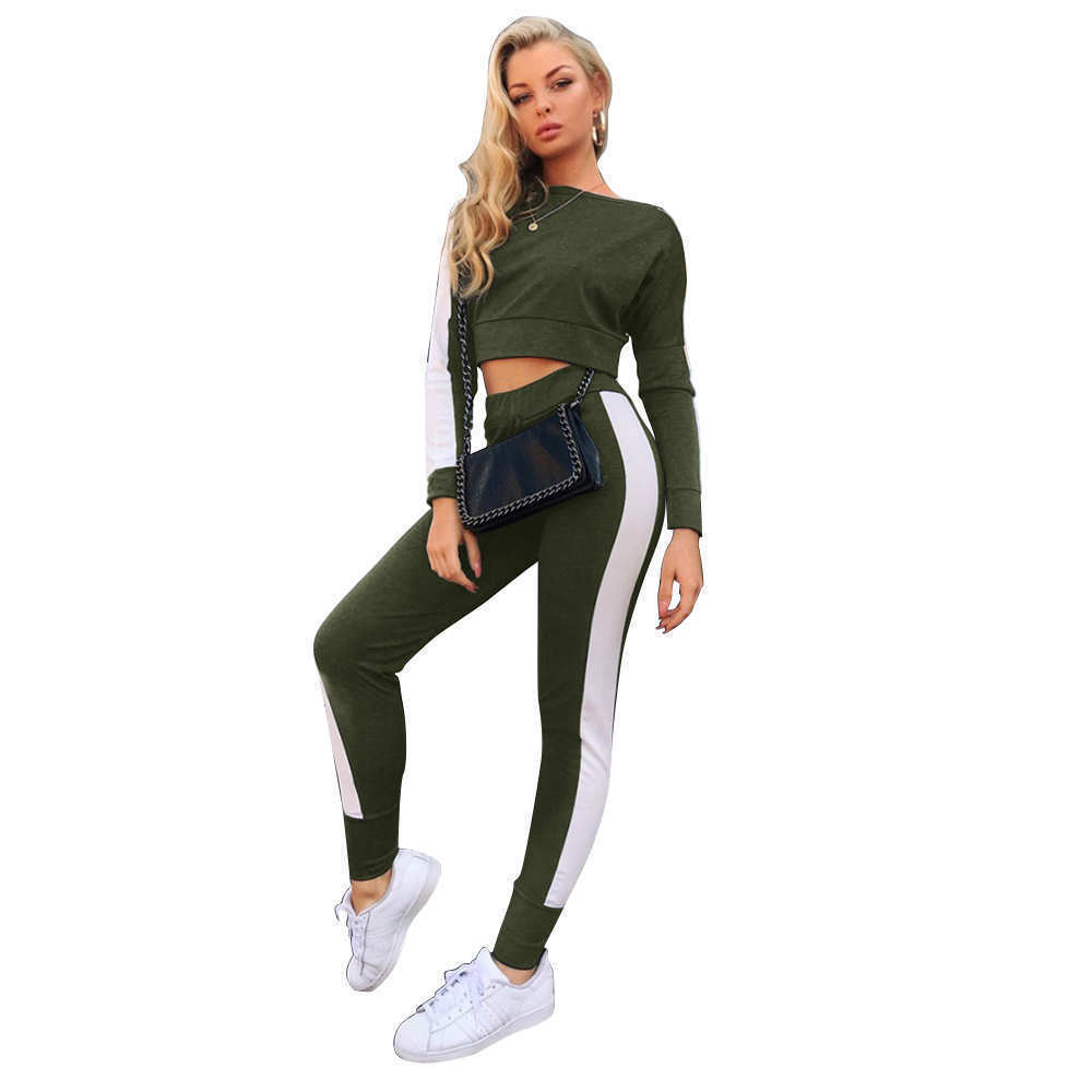 Slim stitching sports suit women