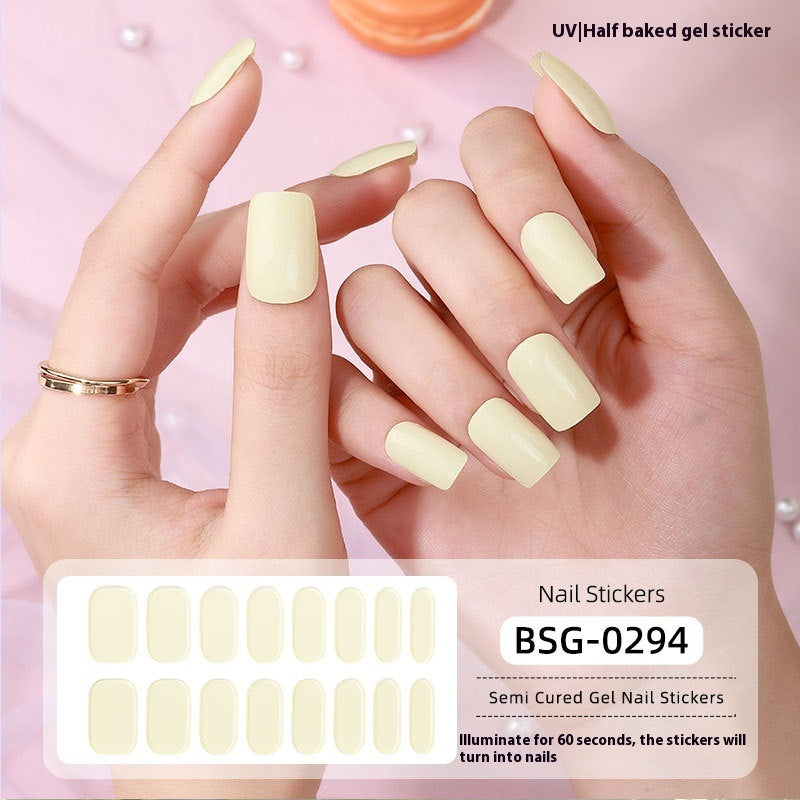 Pure Color UV Gel Nail Sticker Semi-curing Gel Nail Stickers Heating Lamp