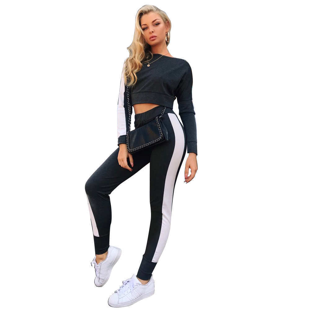 Slim stitching sports suit women