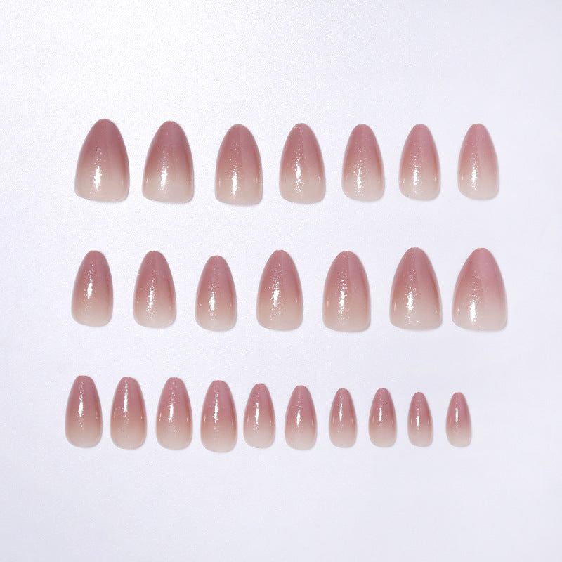 Peach Gradient Nude Color Display White Fine Glitter Removable Nail Shaped Piece