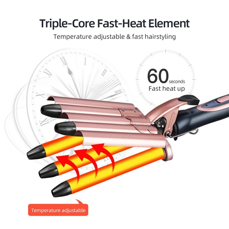 Water Ripple Shaping Of Five Tube Curler With Egg Roll Head