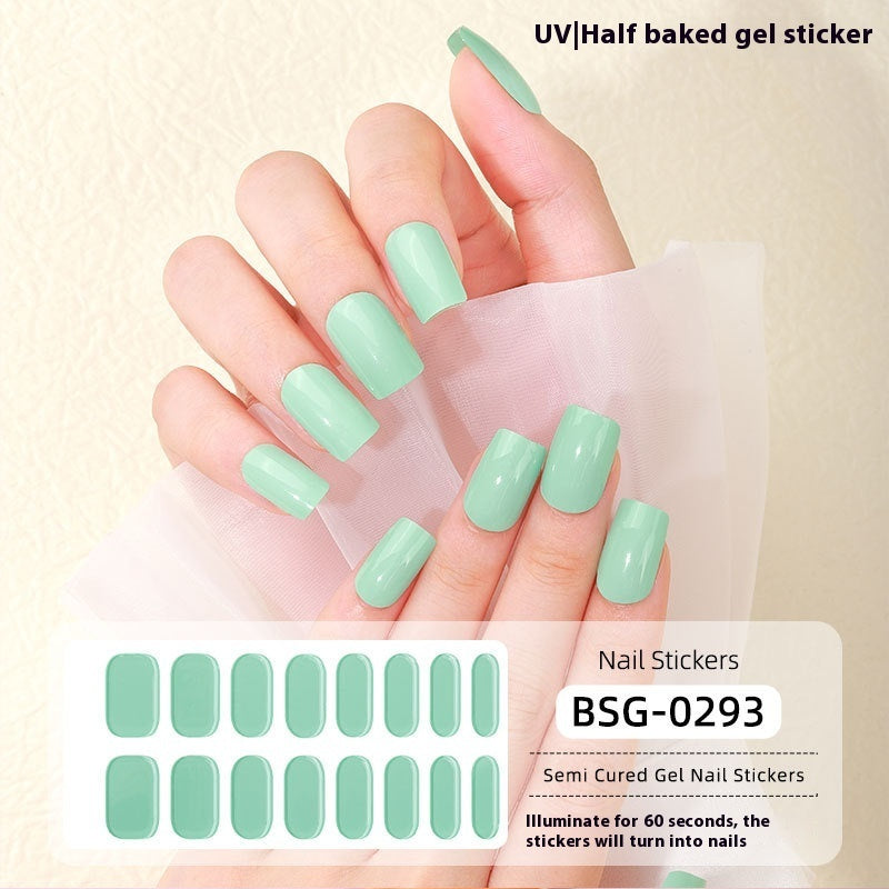 Pure Color UV Gel Nail Sticker Semi-curing Gel Nail Stickers Heating Lamp